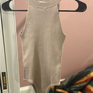 Kids Ribbed Beige One Piece